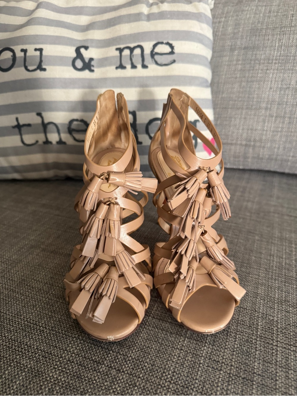 Santoni Women’s Nude Tassel Strappy Heels